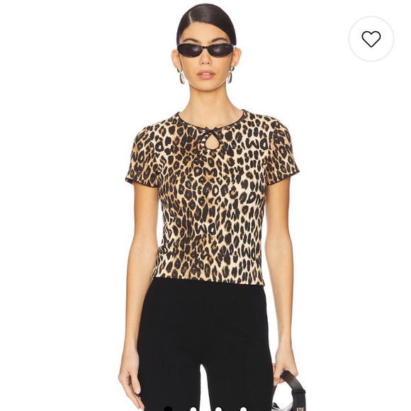Anthropologie Damson Madder Marnie Pointelle Leopard Print Women's Tee - Picture 1 of 10